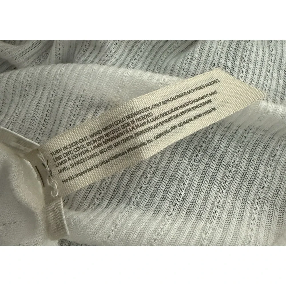 Free People Only You Tank Top Size Large NEW $38 White Sheer Ribbed Cotton